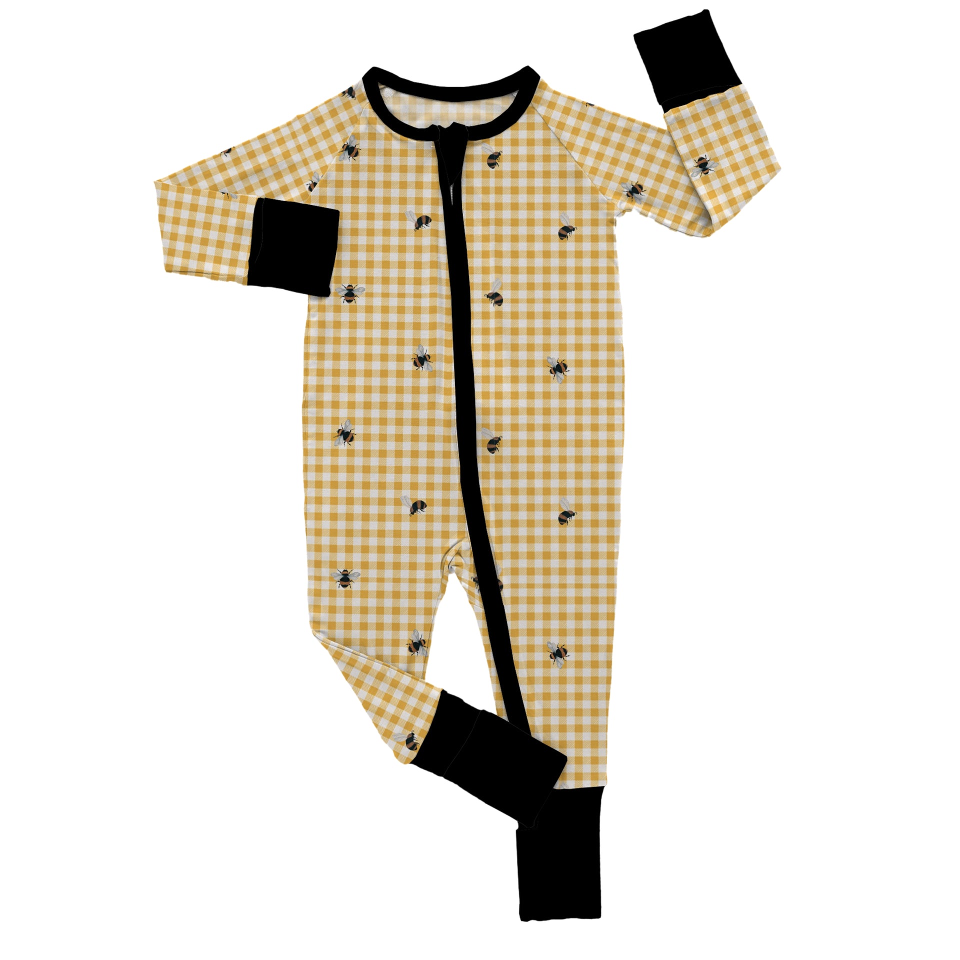 Golden Stripes Baby Butter Bamboo Footies