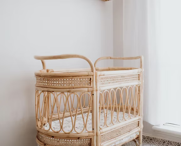 Baby Llama Drama Rattan Bassinet