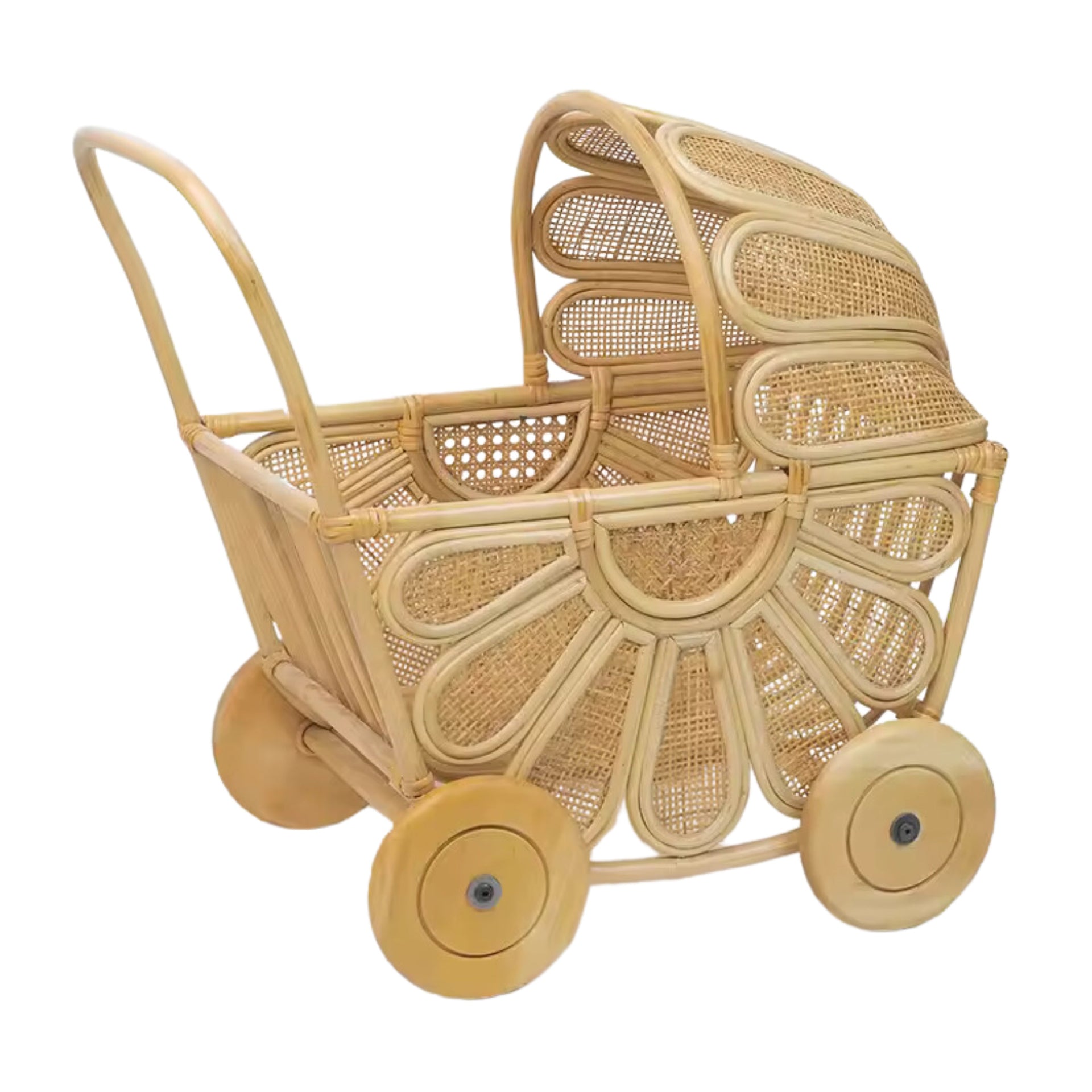 Flower Rattan Doll Pram