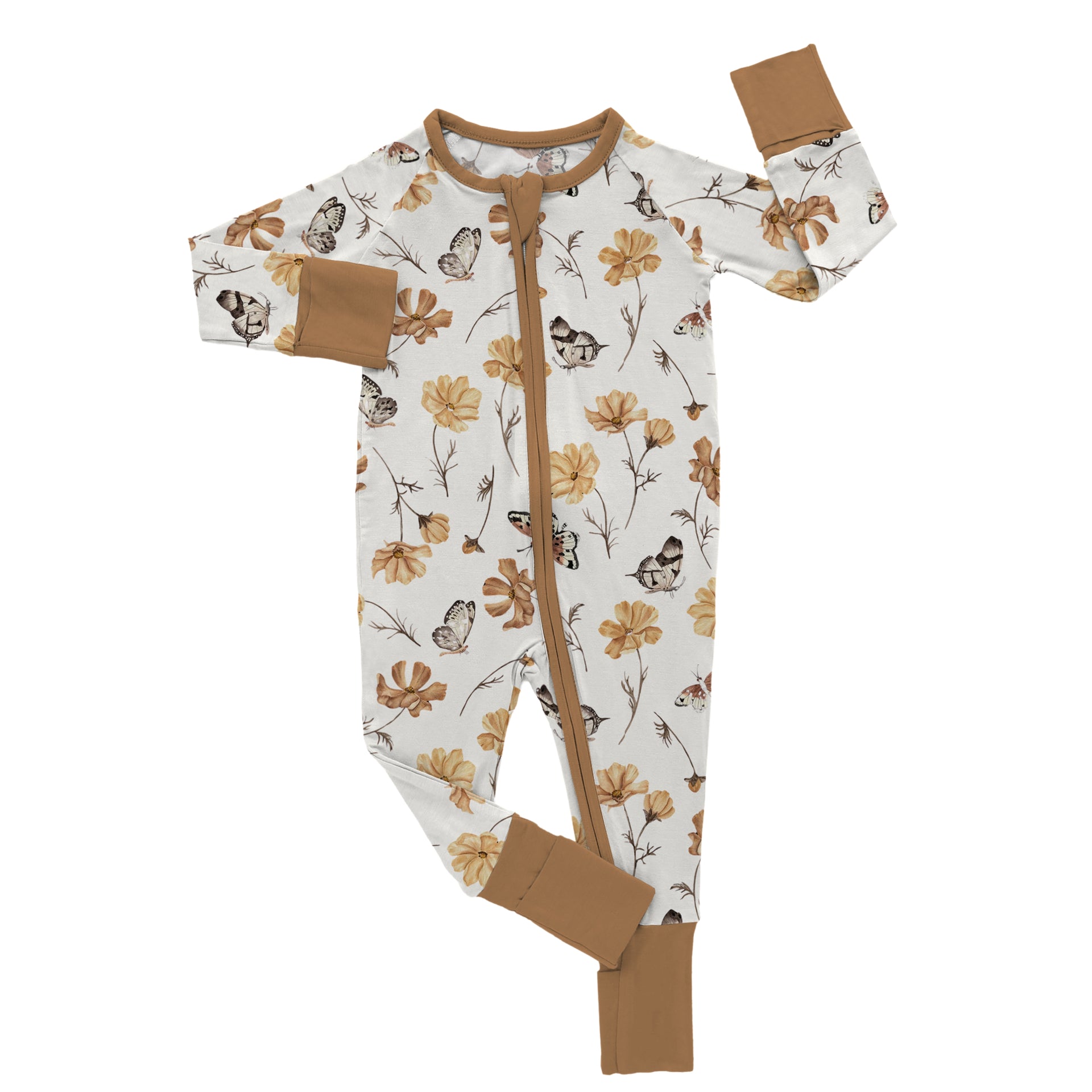 Autumn Harvest Blossoms Baby Butter Bamboo Footies
