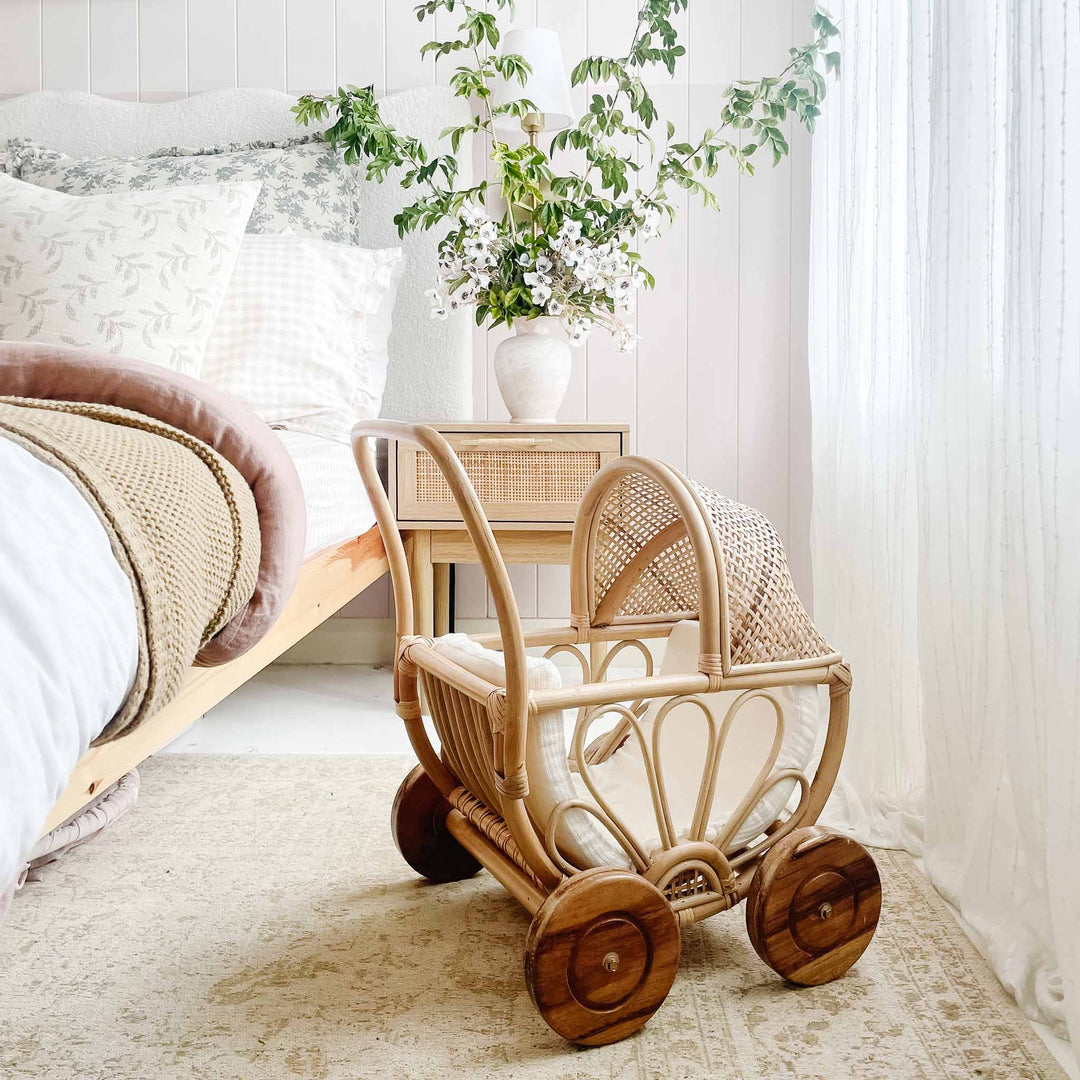 Poppy Rattan Doll Pram