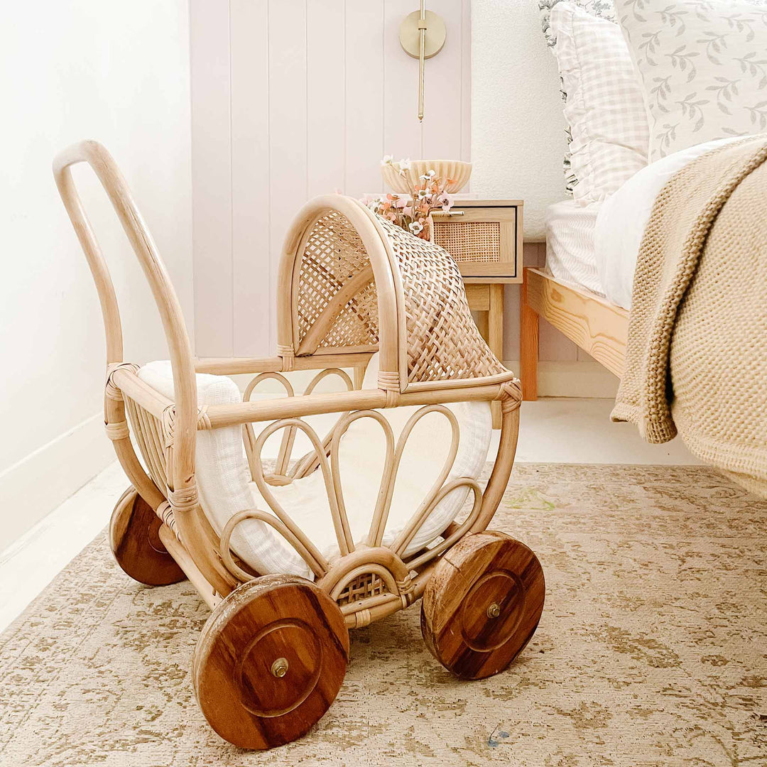 Poppy Rattan Doll Pram