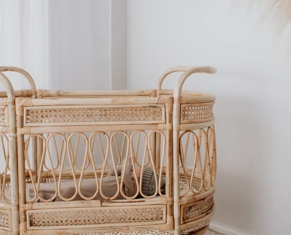 Baby Llama Drama Rattan Bassinet